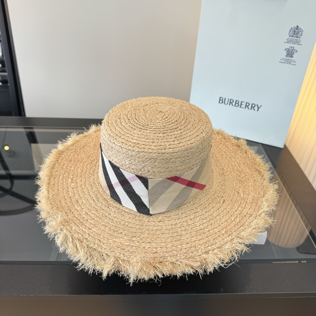 P巴宝莉大帽檐新款草帽，夏日必备