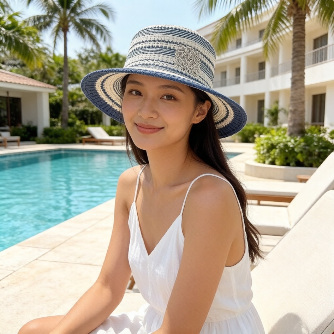 NO:825063,LOEWE flat-top knitted top hat straw hat bucket hat baseball cap, hat, loewe, loewe, espadrilles, hats19860909LOEWE罗意威平顶针织礼帽帽子草帽渔夫帽棒球帽,帽子,loewe,loewe,espadrilles,hats,hat