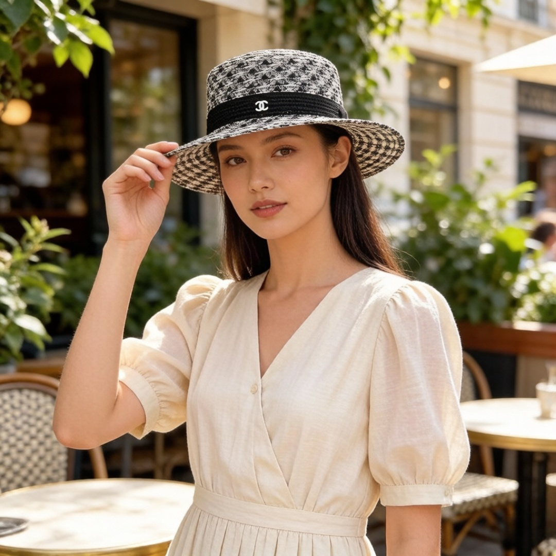 NO:825070,Chanel Chanel color block flat top hat, head circumference 57cm hat straw hat fisherman hat baseball cap, hat, chanel, chanel, espadrilles, hats19860909Chanel香奈儿拼色平顶礼帽,头围57cm帽子草帽渔夫帽棒球帽,帽子,chanel,chanel,espadrilles,hats,hat