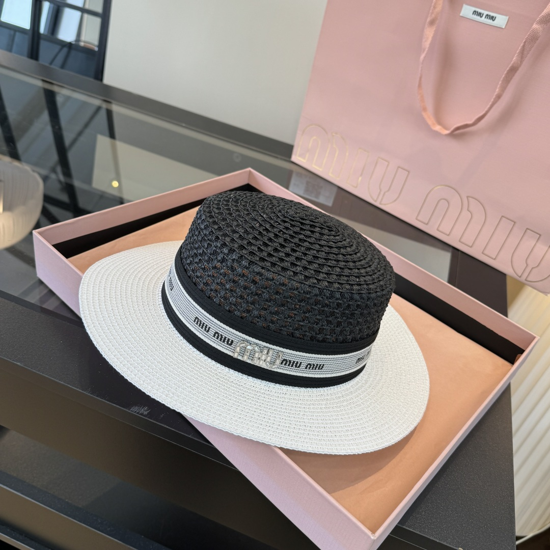 Pmiumiu缪缪新款平顶礼帽，头围57cm