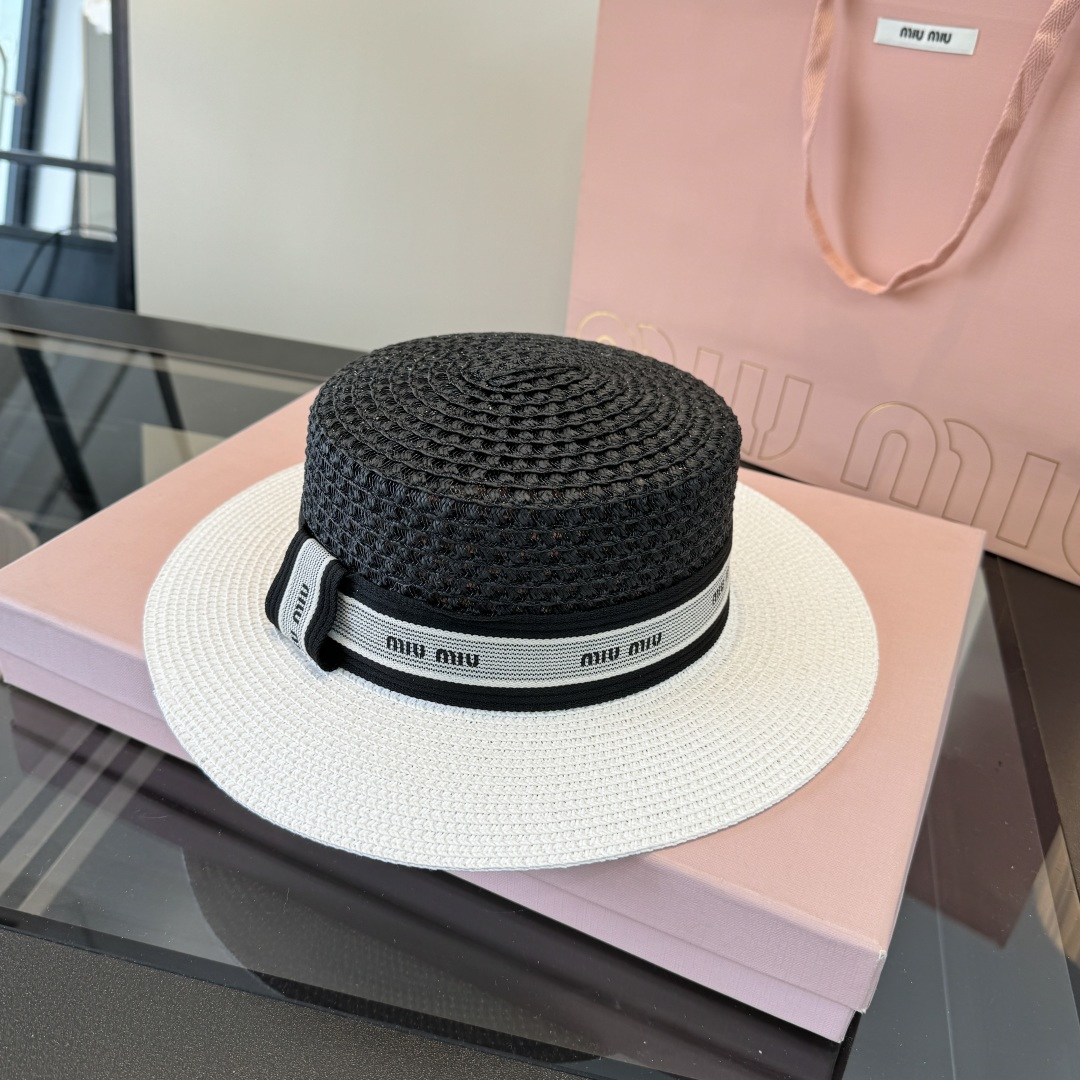 Pmiumiu缪缪新款平顶礼帽，头围57cm