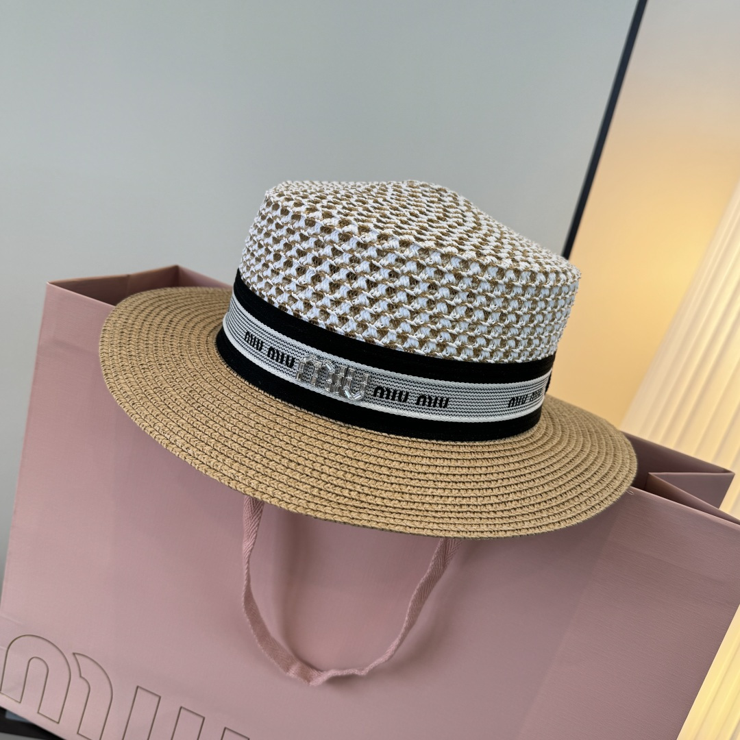 Pmiumiu缪缪新款平顶礼帽，头围57cm