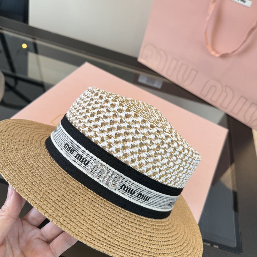 Pmiumiu缪缪新款平顶礼帽，头围57cm