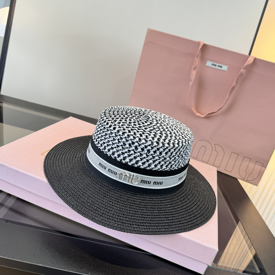 Pmiumiu缪缪新款平顶礼帽，头围57cm