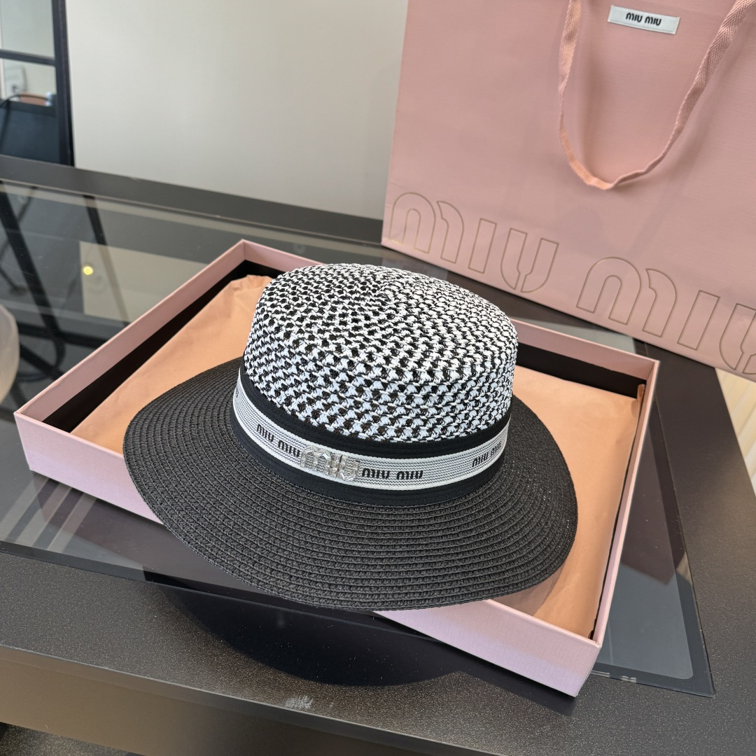 Pmiumiu缪缪新款平顶礼帽，头围57cm