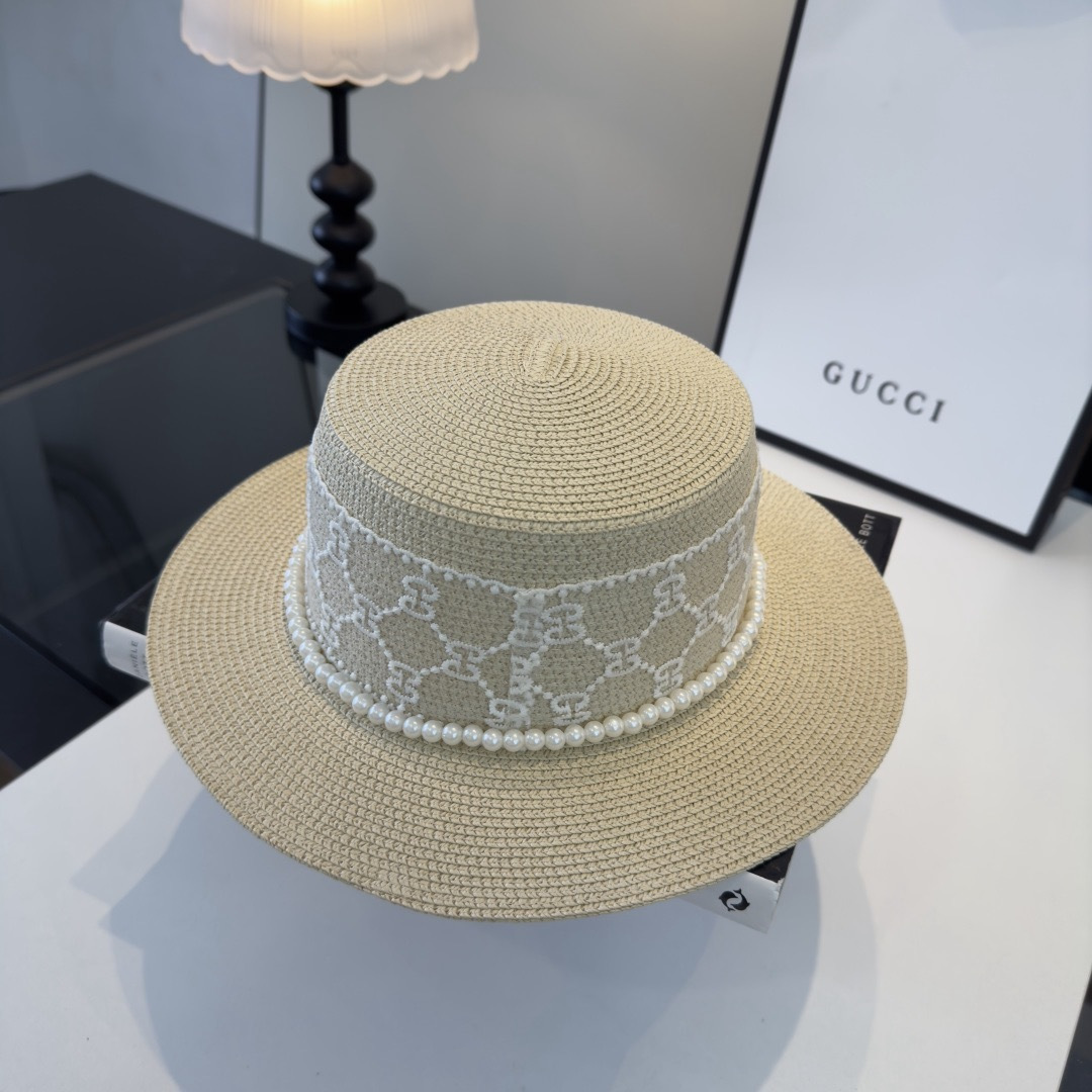 P Gucci古奇新款蕾丝平顶，小清新设计，头围57cm