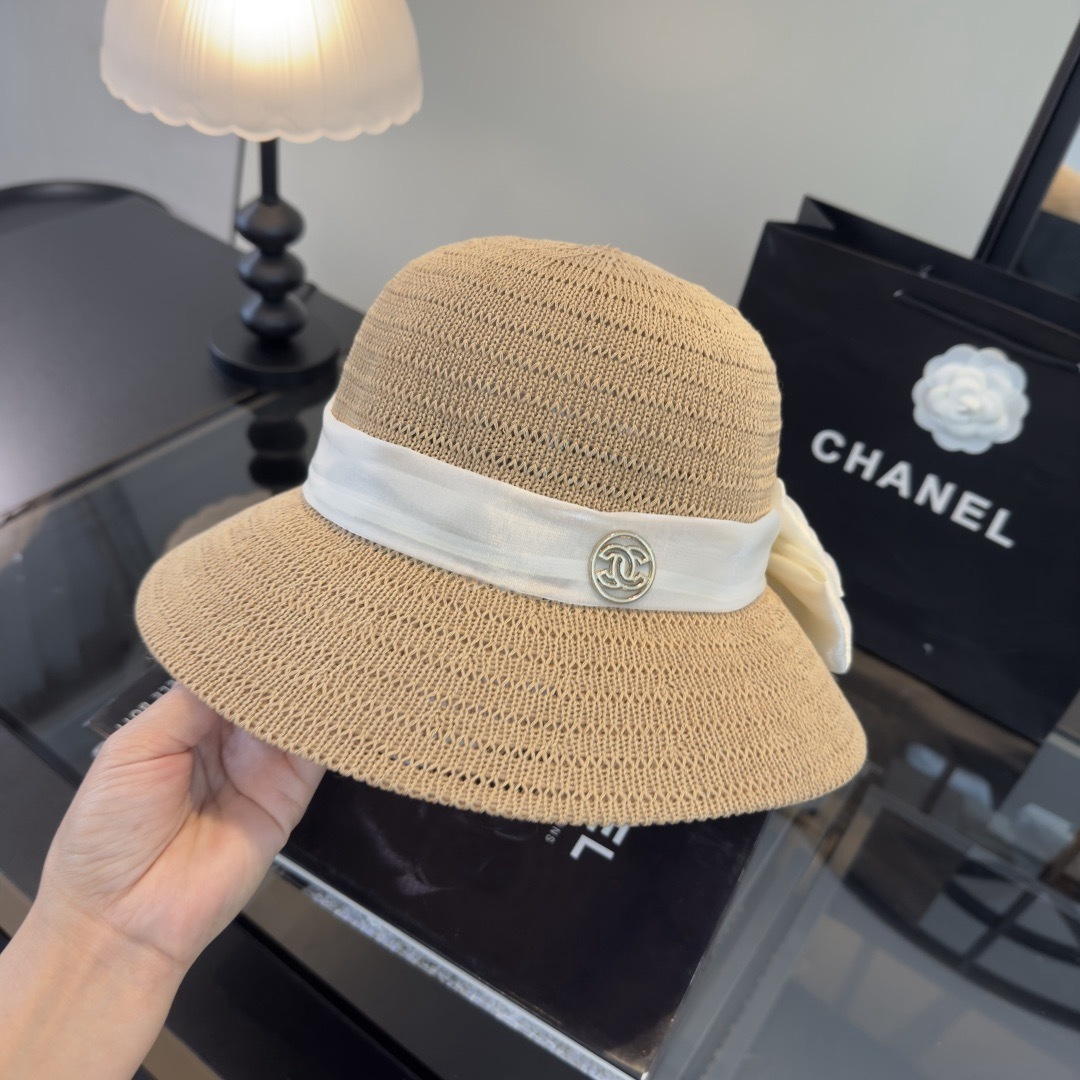 P Chanel香奈儿新款盆帽草帽，可折叠