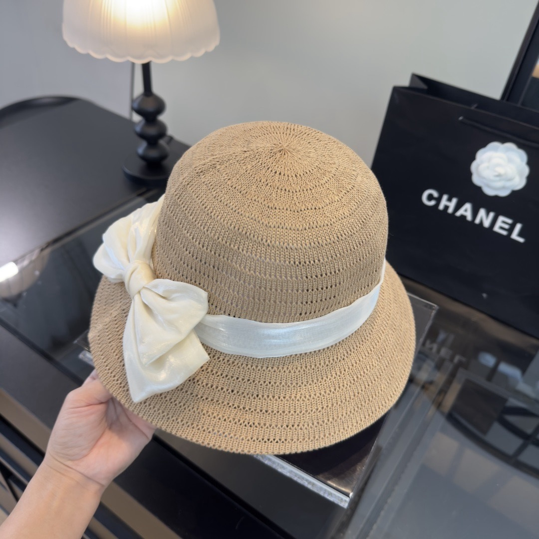 P Chanel香奈儿新款盆帽草帽，可折叠