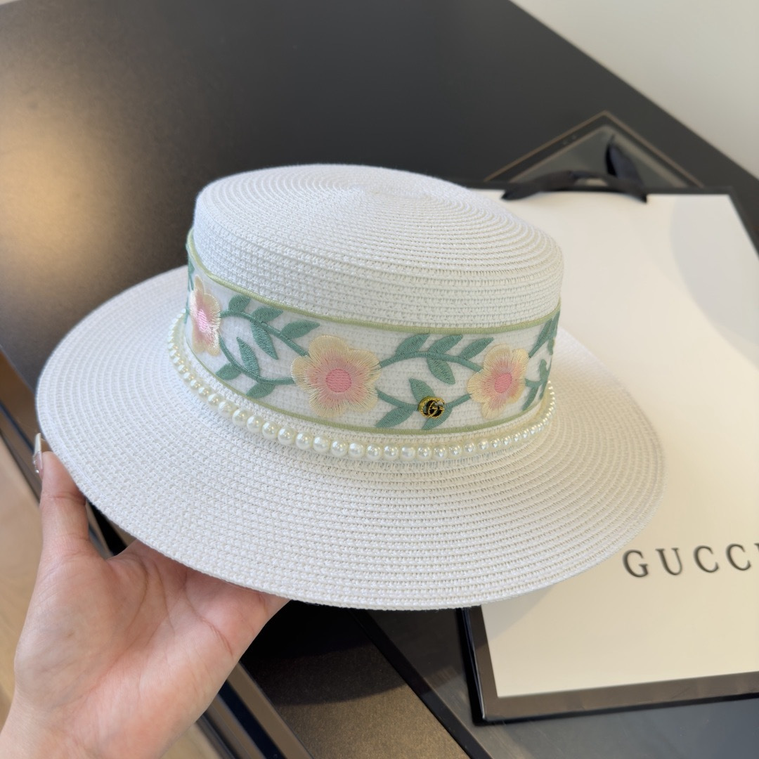 P Gucci古奇新款平顶礼帽，头围57cm