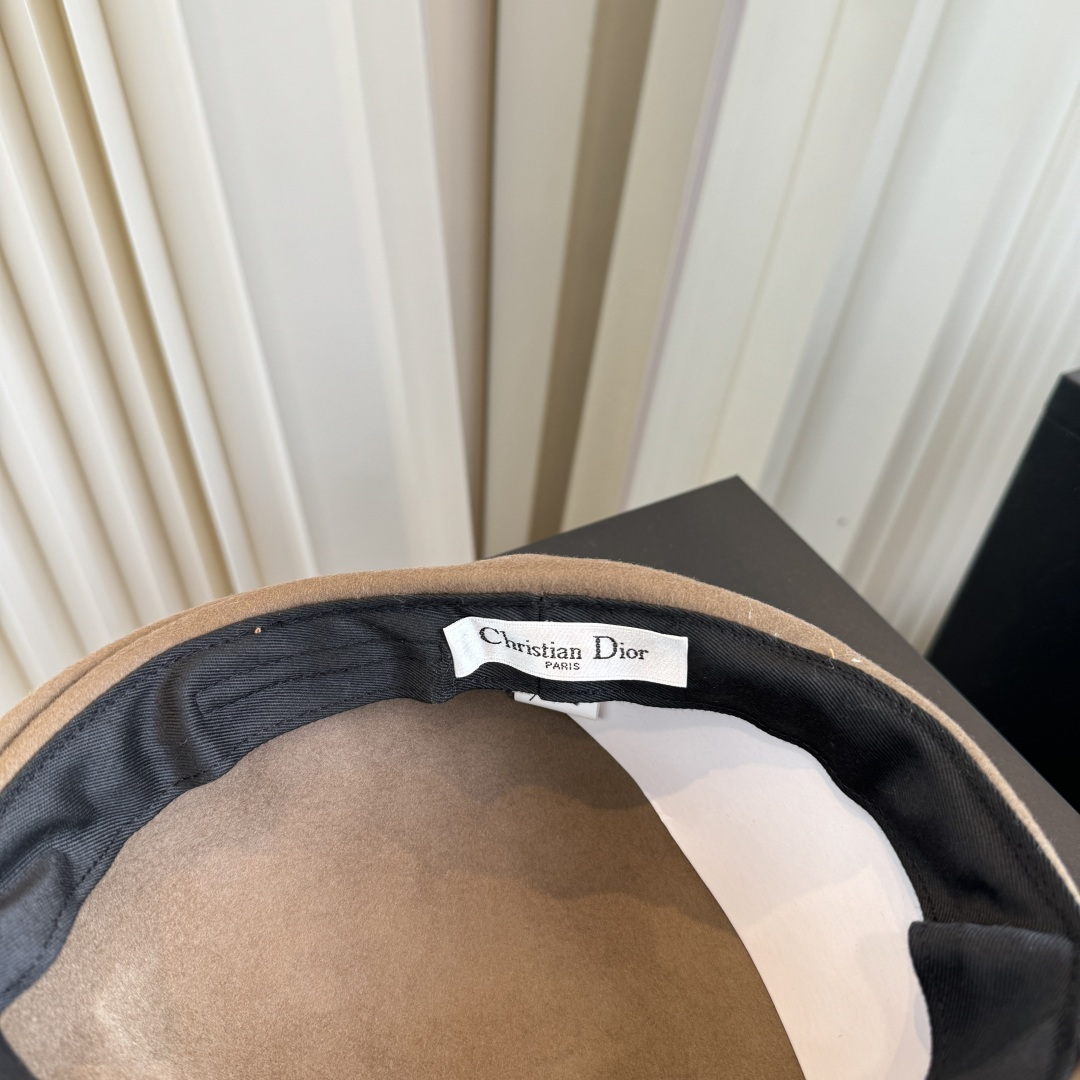 DIOR Camel Wool Newsboy Cap With MISS DIOR Crystal