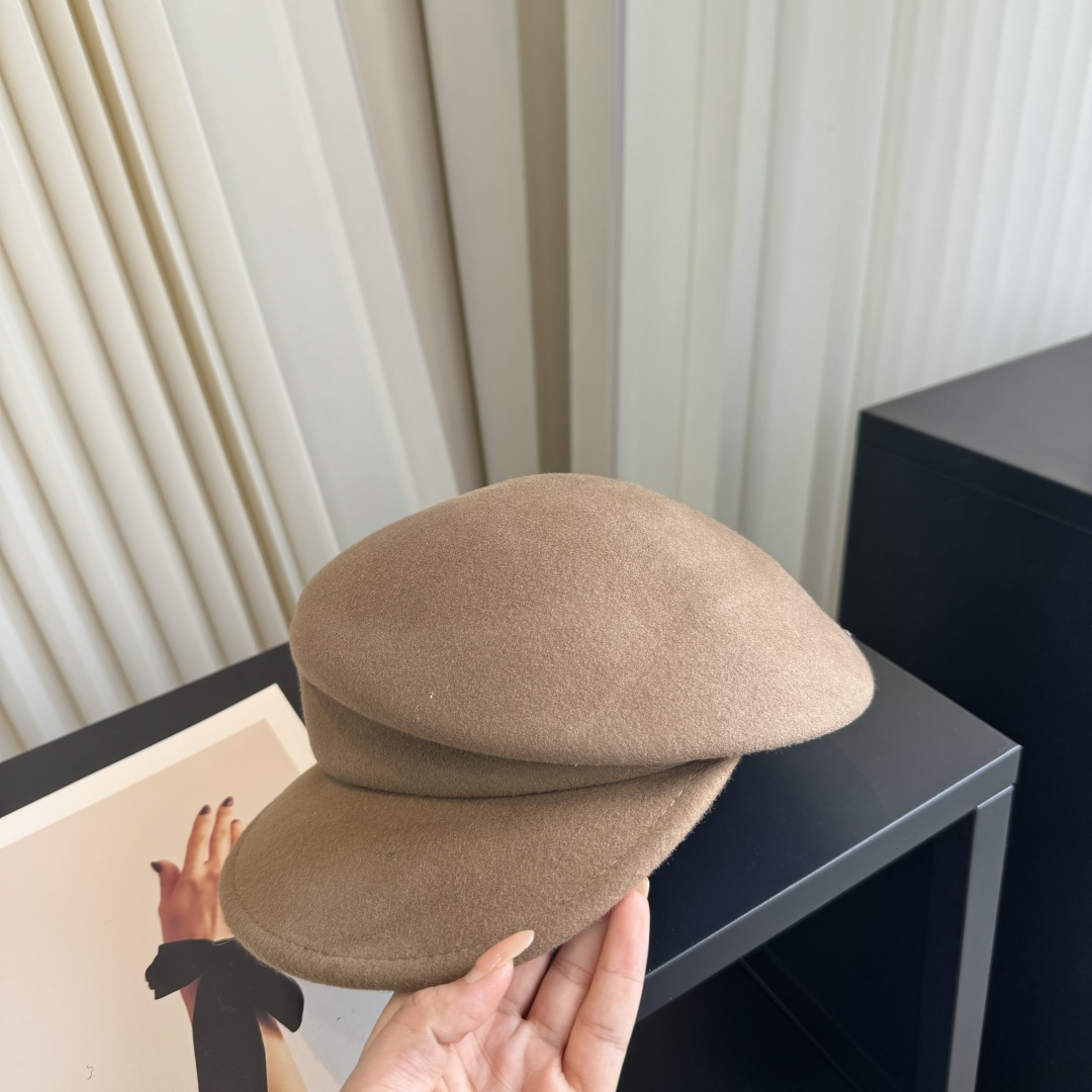 DIOR Camel Wool Newsboy Cap With MISS DIOR Crystal
