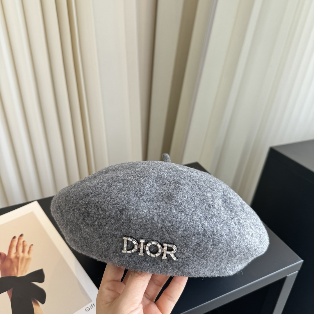 DIOR Crystal Letter Wool Beret
