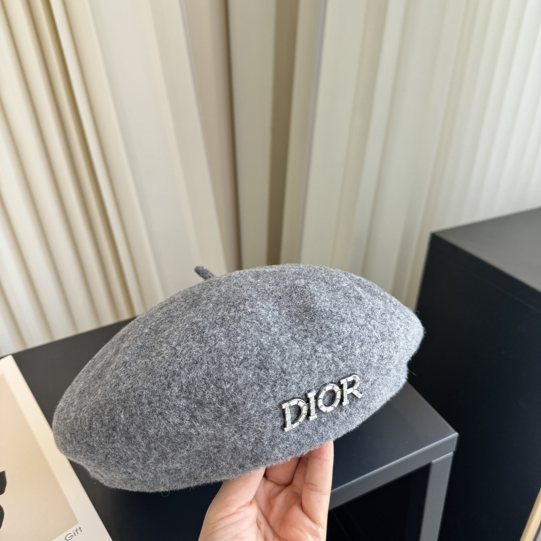 DIOR Crystal Letter Wool Beret