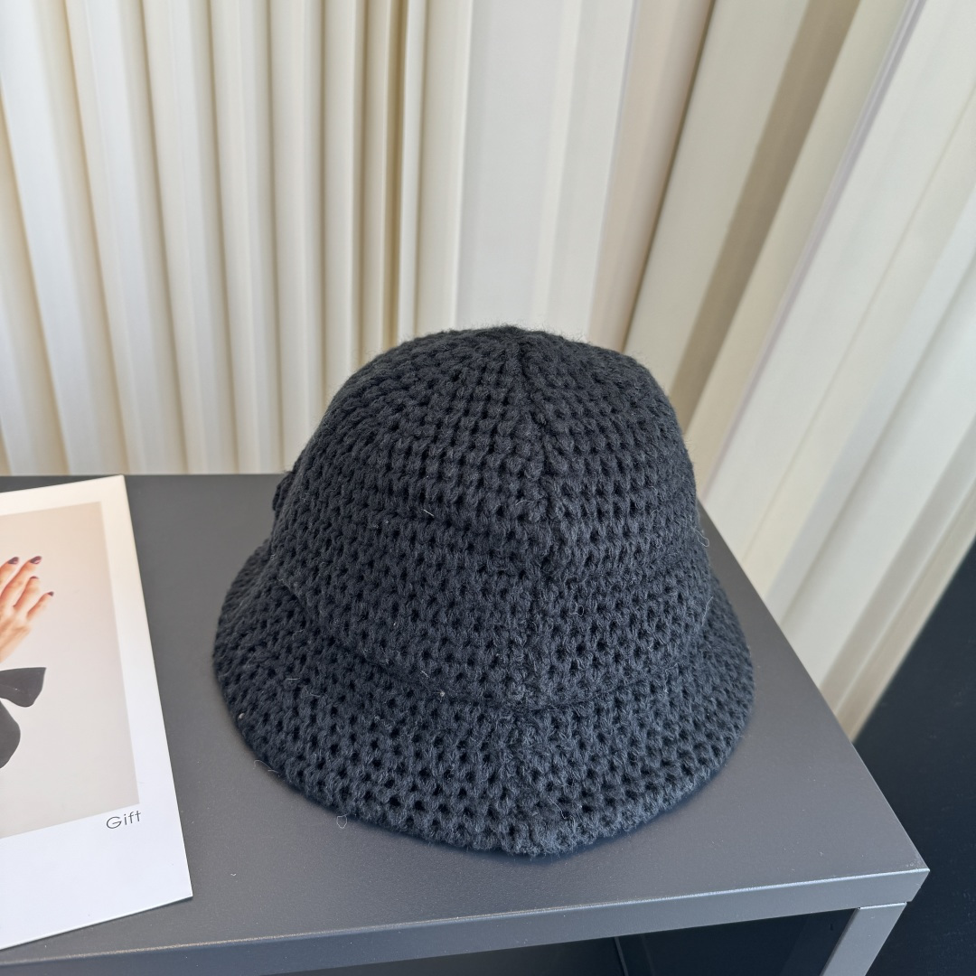 CHANEL Hand Crochet Camellia CC Knit Bucket Hat