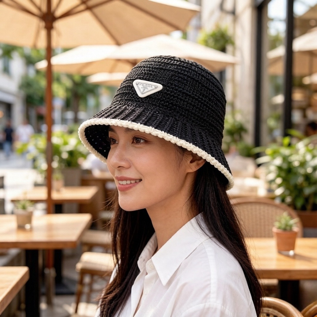 NO:948962,Prada knitted bucket hat hat straw hat bucket hat baseball cap, hat, prada, espadrilles, hats19860909普拉达针织渔夫帽帽子草帽渔夫帽棒球帽,帽子,prada,espadrilles,hats,hat