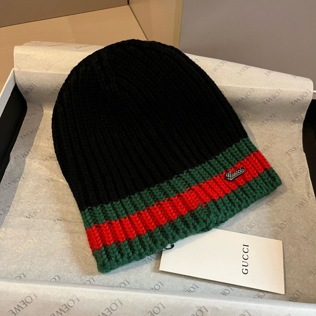 Gucci古奇男款羊毛针织帽，官方款