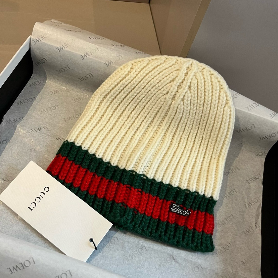 Gucci古奇男款羊毛针织帽，官方款