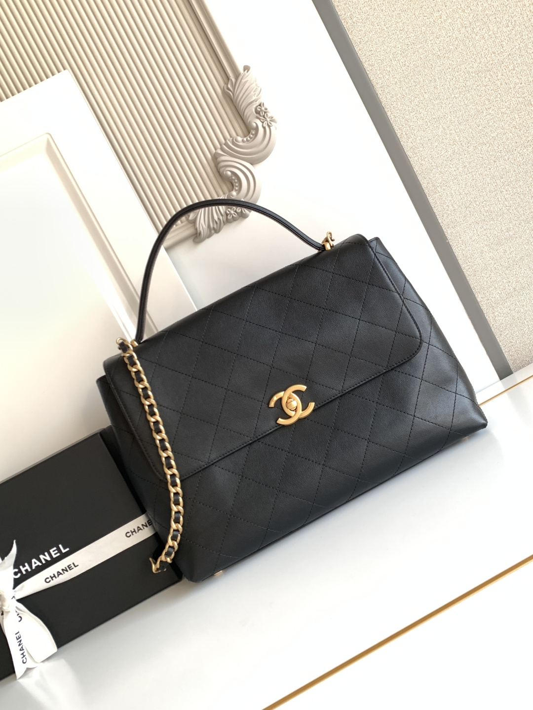 Chanel 25S白金公文口盖包太帅了吧 口盖包太有气场啦有点像公文包哈哈哈、可手提着满满的