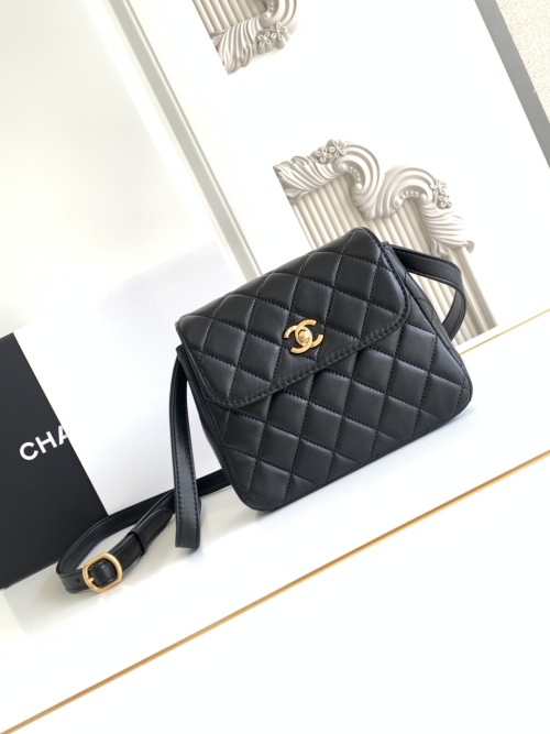 Chanel Flap Bag, Lambskin Leather, Black, 15x18.5x5cm, Adjustable Strap 1 Chanel Flap Bag, Lambskin Leather, Black, 15x18.5x5cm, Adjustable Strap