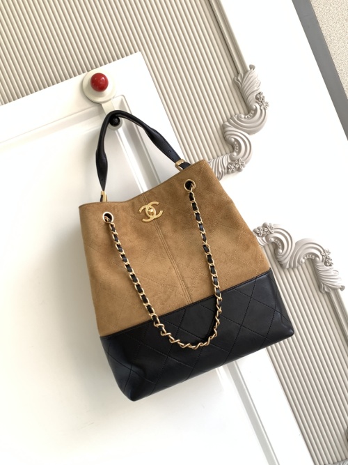 Chanel 25A Series Suede Tote Bag with Double C Logo and Adjustable Chain