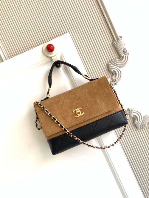 Chanel Flap Bag Suede & Leather Shoulder Bag, Hobo Style, Gold Hardware 1 Chanel Flap Bag Suede & Leather Shoulder Bag, Hobo Style, Gold Hardware