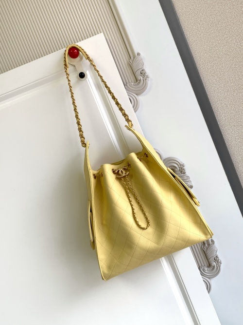 Chanel 25 Hobo Bag, Yellow Leather, Gold-Tone Hardware, Drawstring Closure