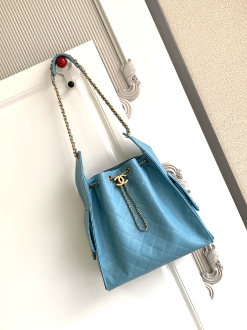 Chanel 25 Hobo Bag, Quilted Leather Bucket Bag with Gold-Tone Hardware