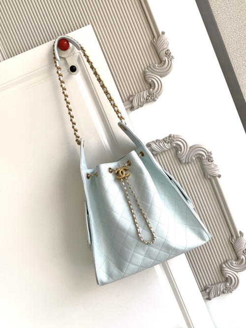Chanel 25 Hobo Bag, Quilted Leather Bucket Bag with Chain, 40x30x15cm