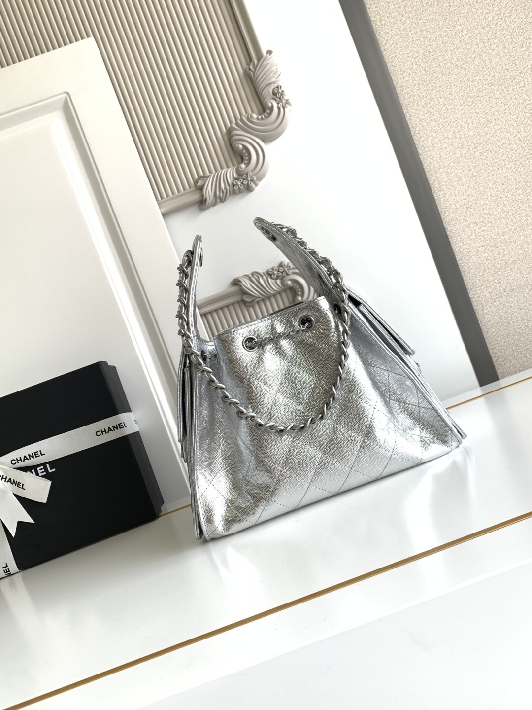 Chanel Style Black Leather Hobo Bag style reference detail image 3 from source 785884