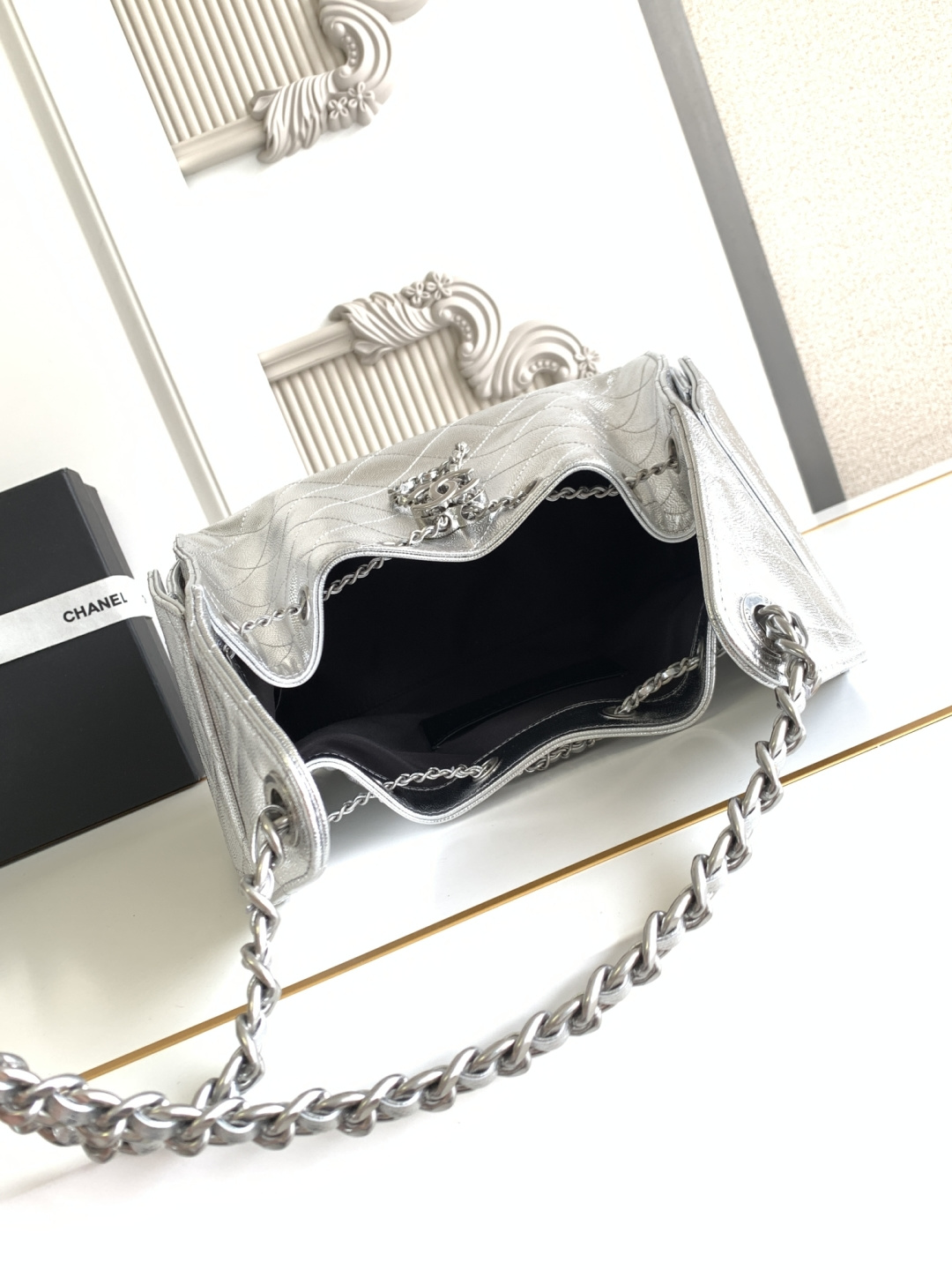 Chanel Style Black Leather Hobo Bag style reference detail image 6 from source 785884