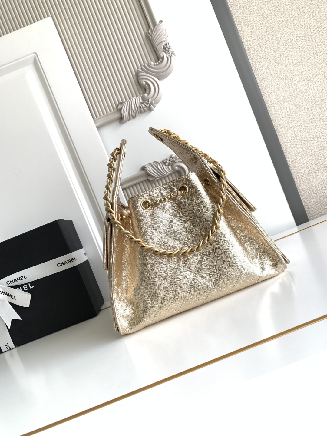 Chanel Style Black Leather Hobo Bag style reference detail image 3 from source 785858