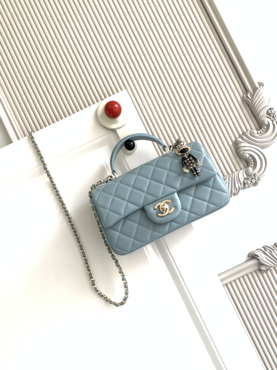 Chanel CF handle 手提包 AS2431 菱格口盖包 配人头挂饰 饰以 链子搭配手提