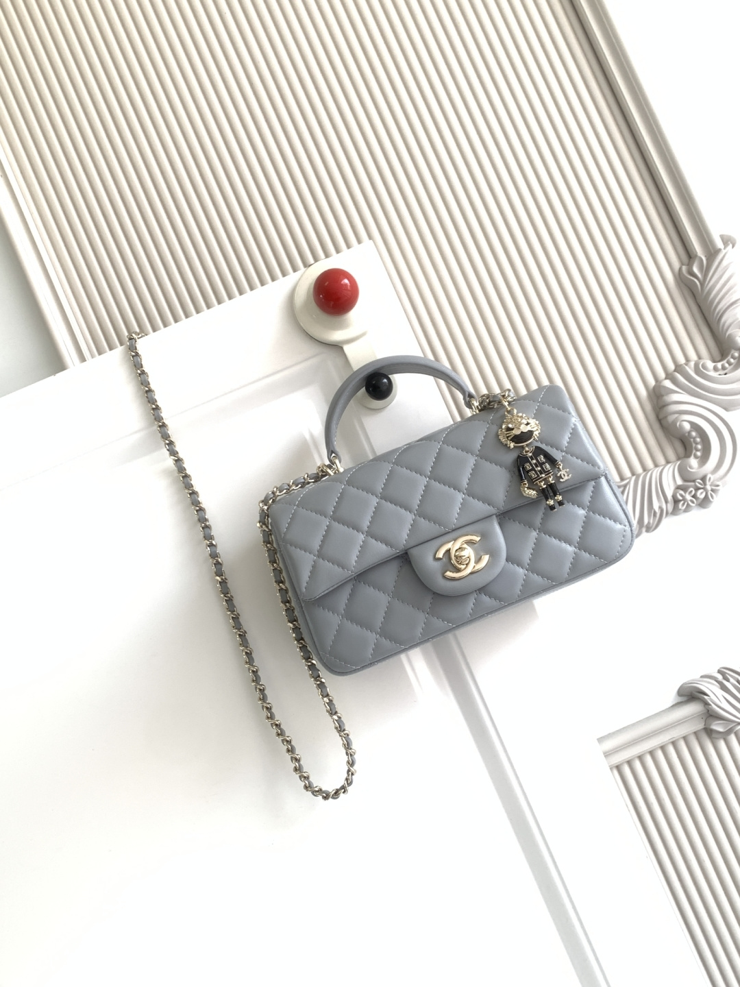 Chanel CF handle 手提包 AS2431 菱格口盖包 配人头挂饰 饰以 链子搭配手提