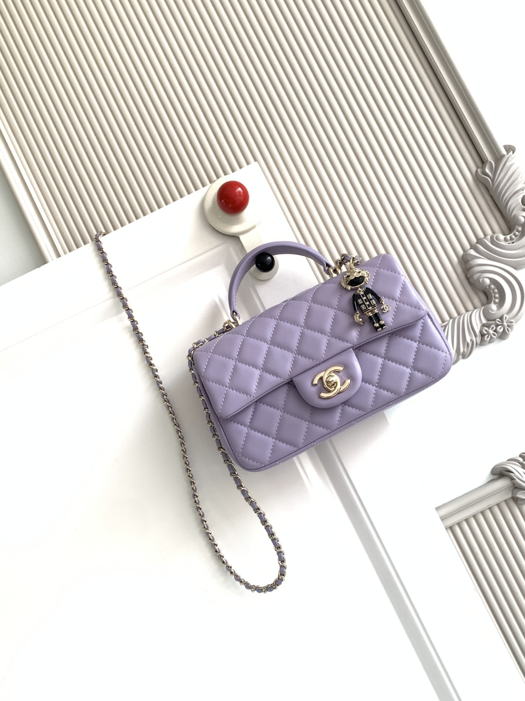 Chanel CF handle 手提包 AS2431 菱格口盖包 配人头挂饰 饰以 链子搭配手提