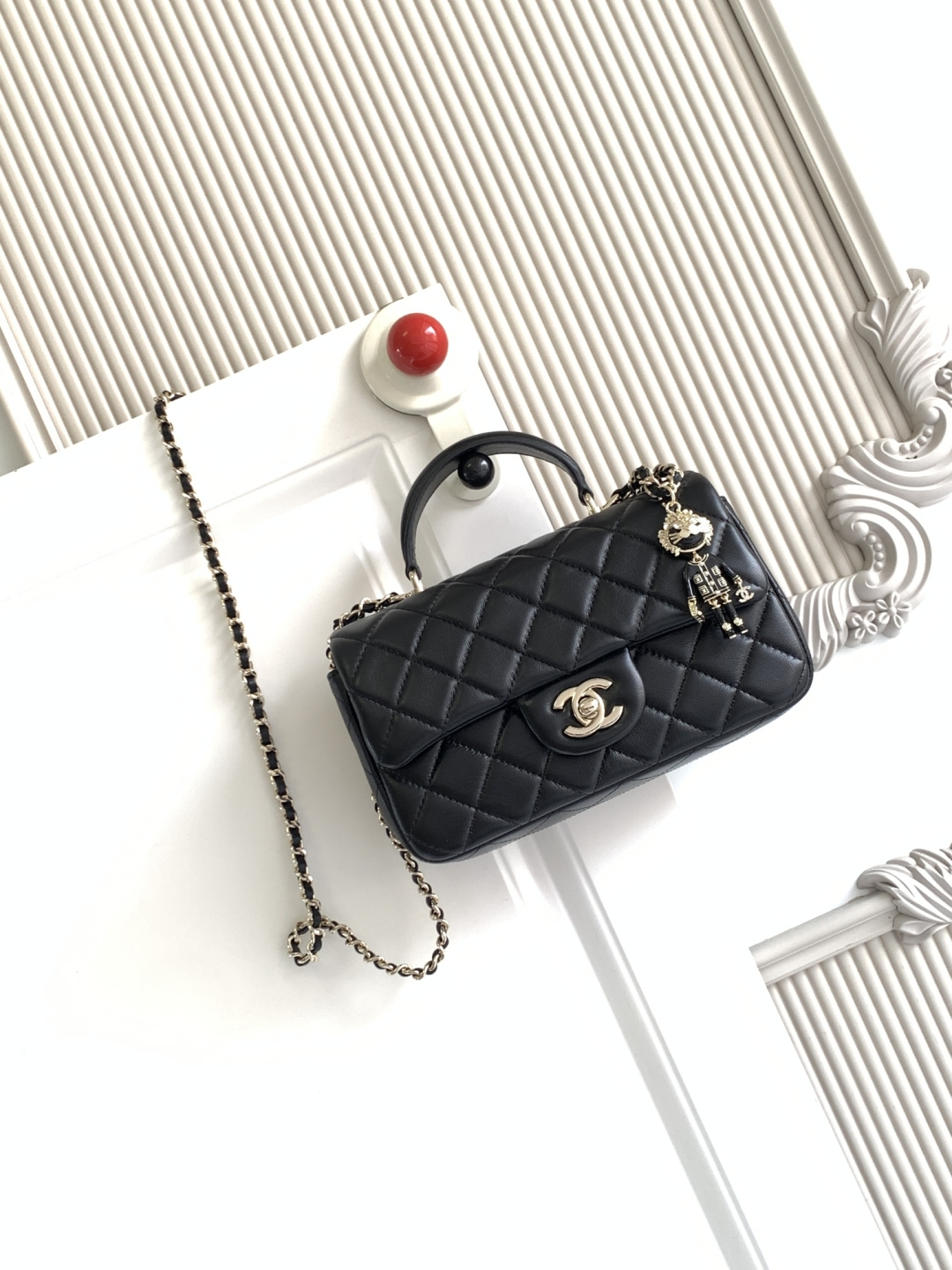 Chanel CF handle 手提包 AS2431 菱格口盖包 配人头挂饰 饰以 链子搭配手提