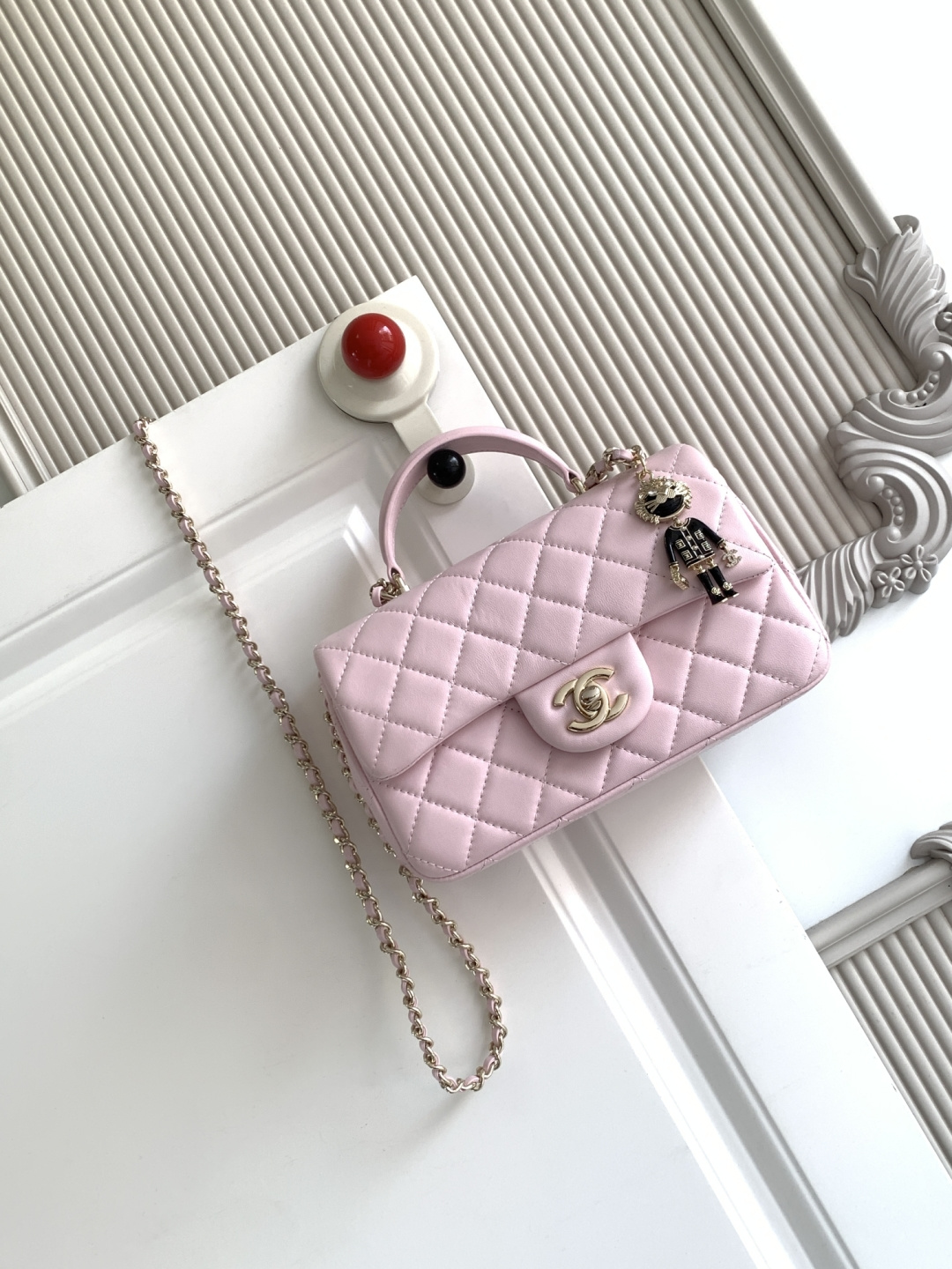 Chanel CF handle 手提包 AS2431 菱格口盖包 配人头挂饰 饰以 链子搭配手提