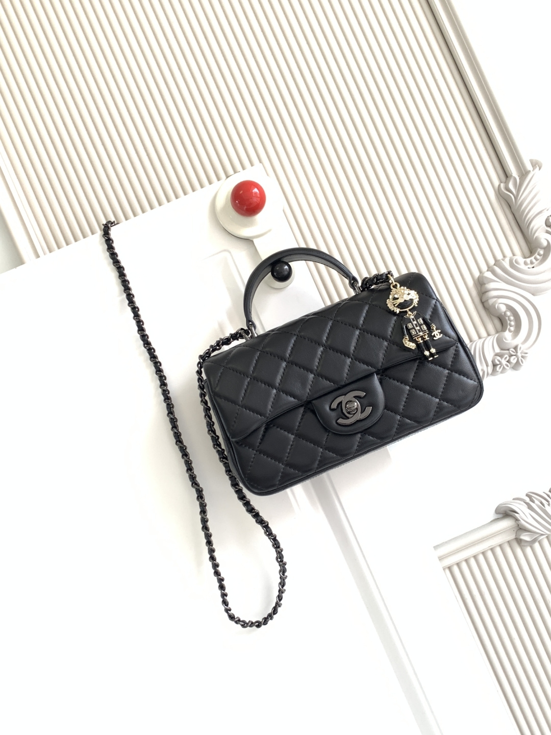 Chanel CF handle 手提包 AS2431 菱格口盖包 配人头挂饰 饰以 链子搭配手提