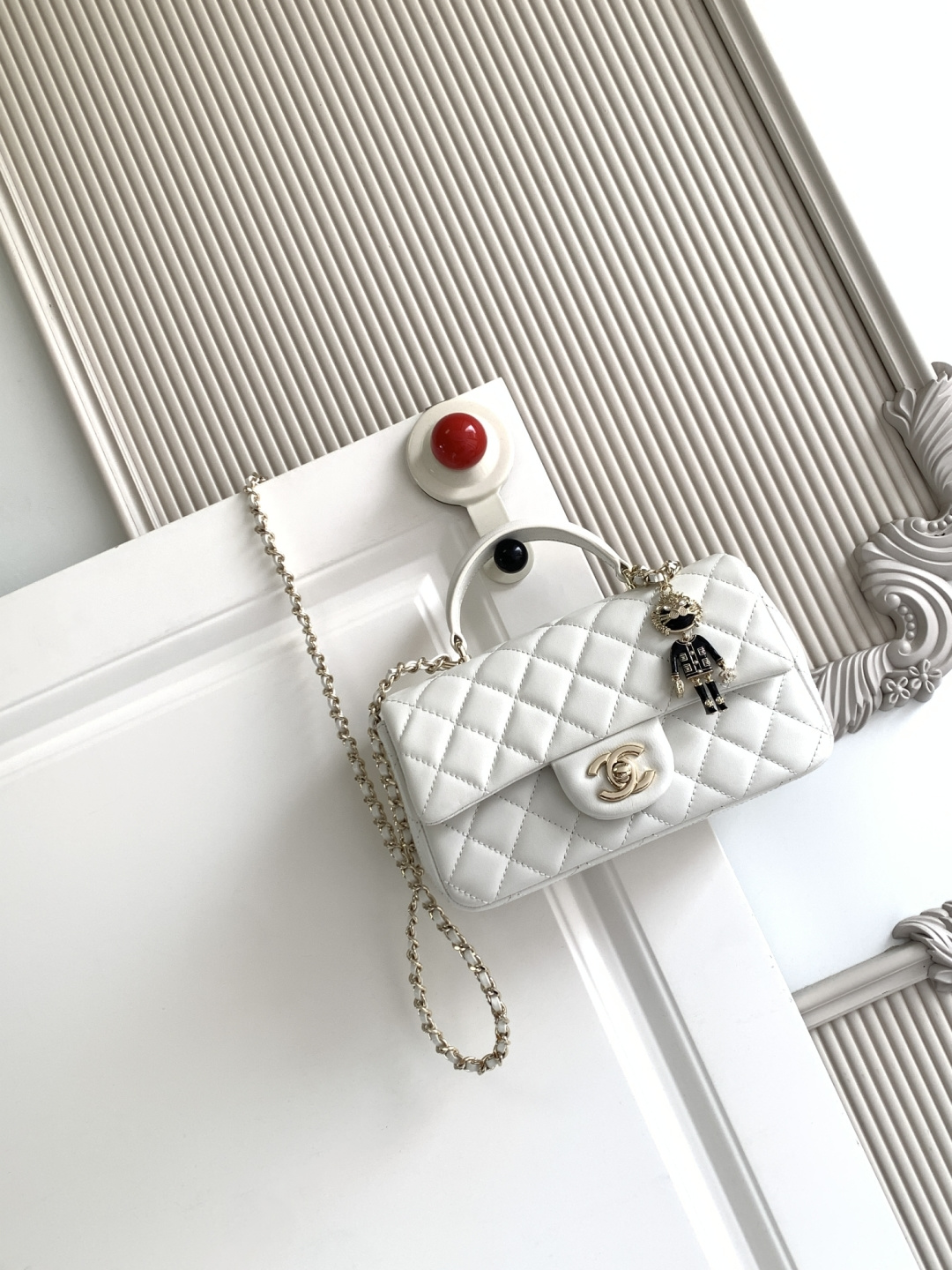 Chanel CF handle 手提包 AS2431 菱格口盖包 配人头挂饰 饰以 链子搭配手提
