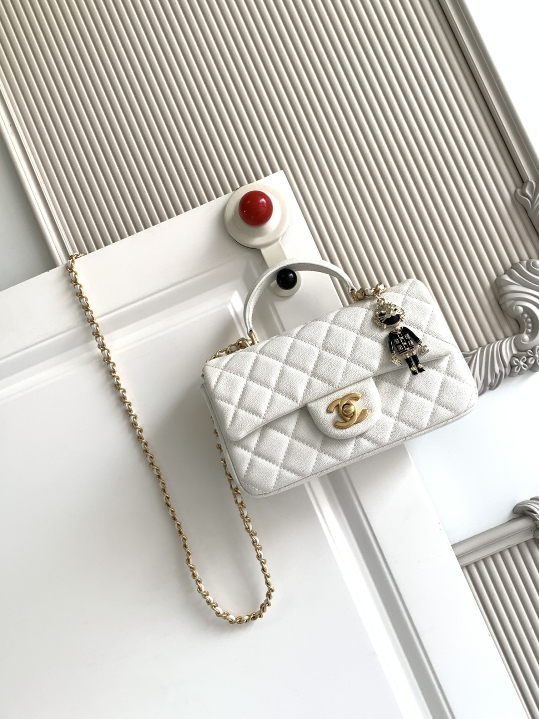 Chanel CF handle 手提包 AS2431 菱格口盖包 配人头挂饰 饰以 链子搭配手提