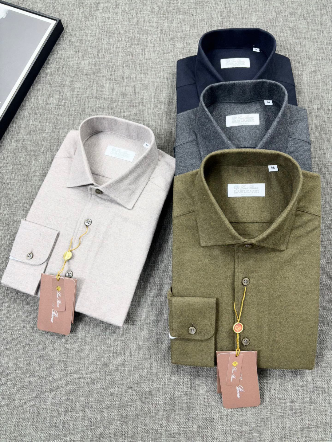 （藏蓝色～）.2025年秋冬新款lP🆕诺悠翩雅。国王的礼物系列，羊毛羊绒混纺舒适磨毛衬衫，商务绅士通勤款