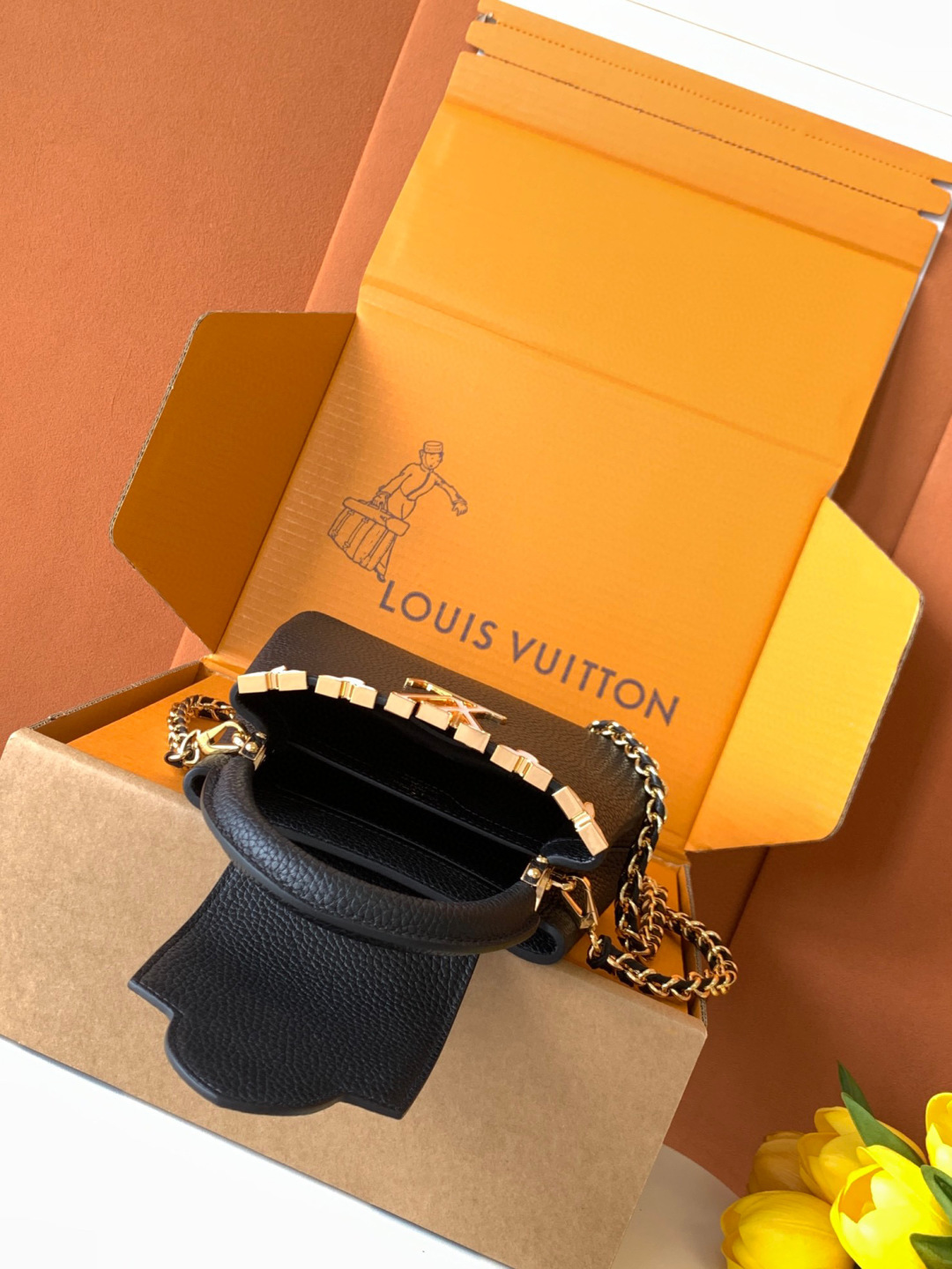 Louis Vuitton 全钢 M10167黑色本款Capucines Nano手袋出自Capucines Flower Crown系列