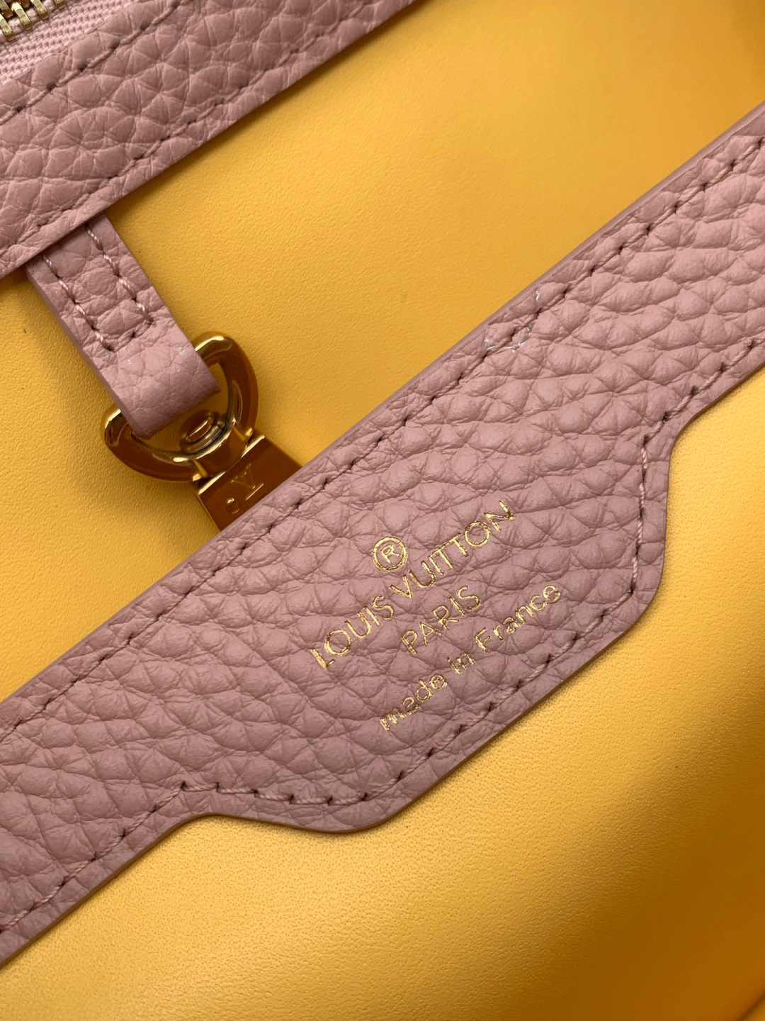 Louis Vuitton 全钢五金 M20844进口牛皮西柚粉配蛋黄金卉三拼