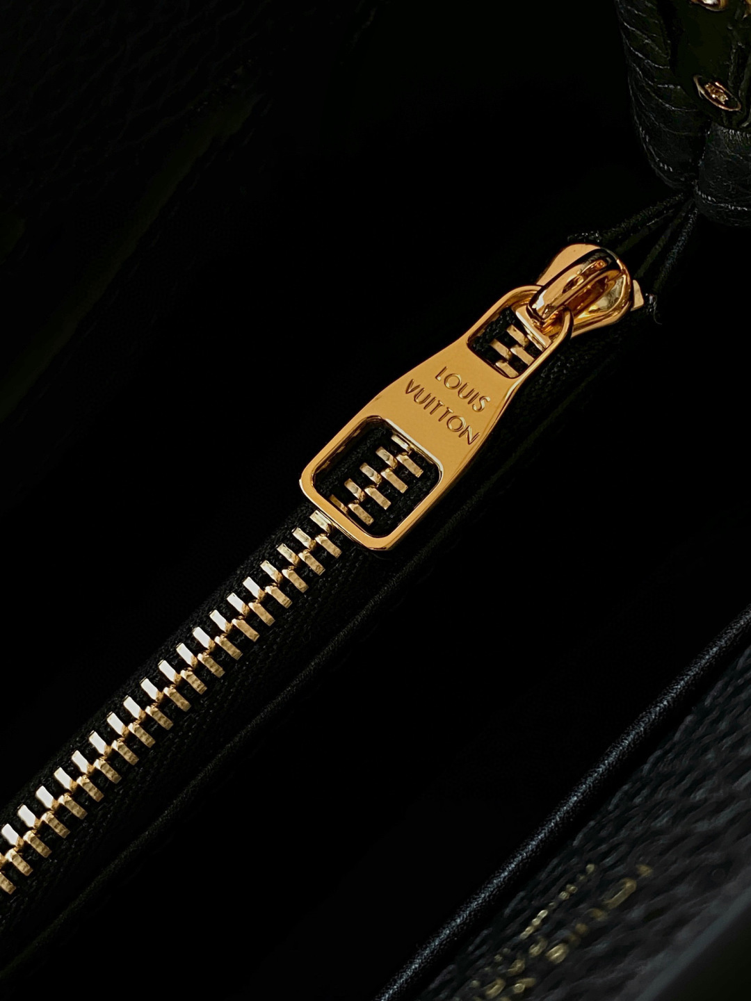 Louis Vuitton N85515 全钢 黑配亮光蟒蛇金动态163 2024 夏季款 Capucines 迷你手袋取材 Taurillon 进口牛皮革