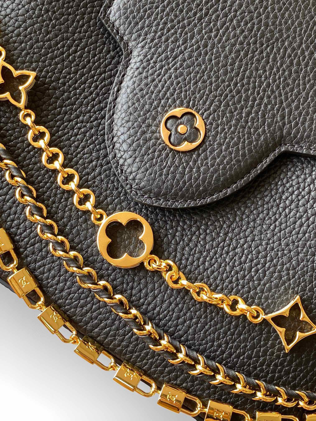 Louis Vuitton 全钢 M12345 黑色金 进口牛皮动态芯片 本款 Capucines BB 手袋出自 Trilogy 系列