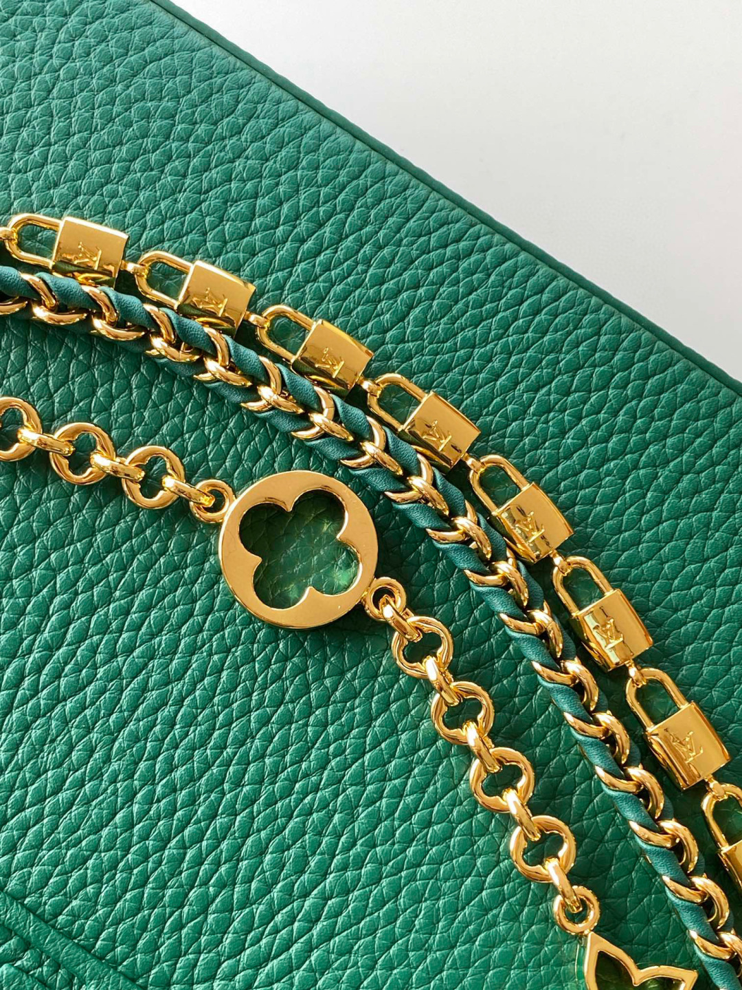 Louis Vuitton 全钢 M12345 绿色金 进口牛皮动态芯片 本款 Capucines BB 手袋出自 Trilogy 系列