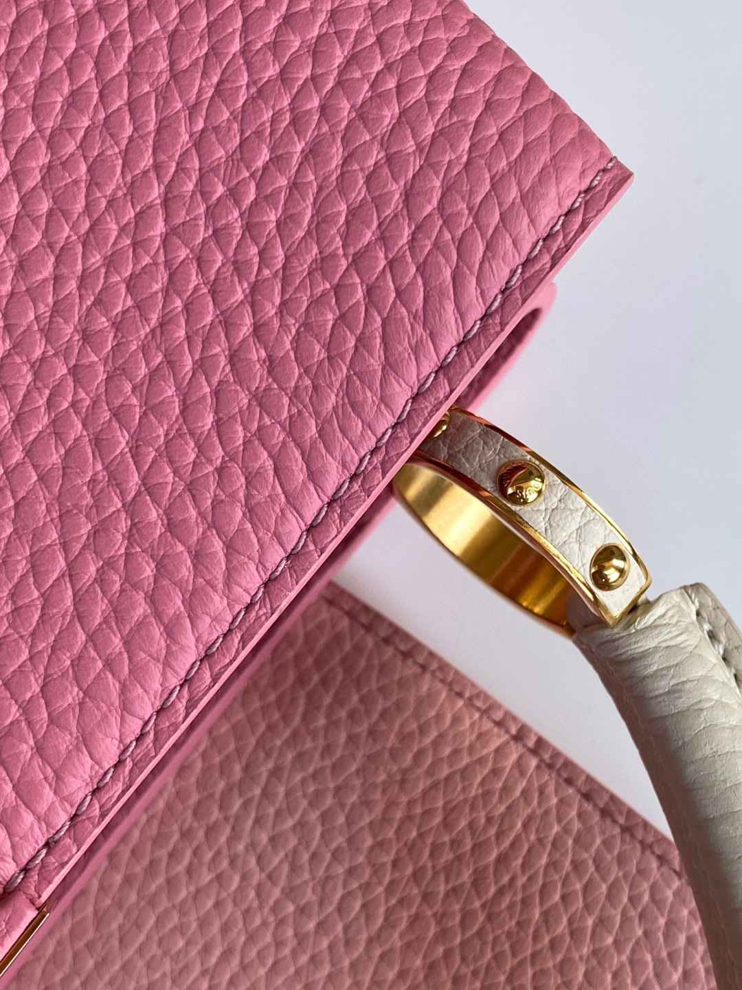 Louis Vuitton 全钢五金 M20844进口牛皮秋水仙色配浅樱花粉色花卉三拼