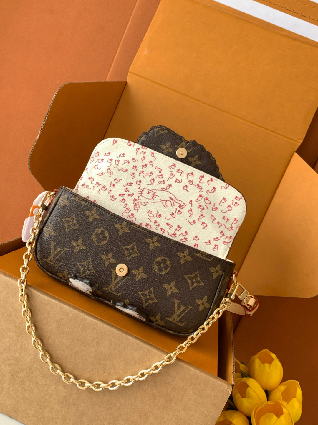 Louis Vuitton M15148 ZP开发 全钢五金 采用进口树膏皮LV Travels With Grace Coddington 系列推出此款Wallet On Chain Ivy 手袋