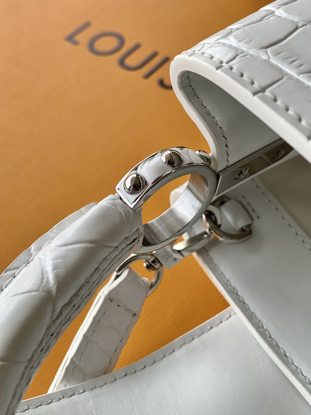 Lacoste 全钢五金独家定制 精品级别M93429进口白色亮光鳄鱼纹银扣