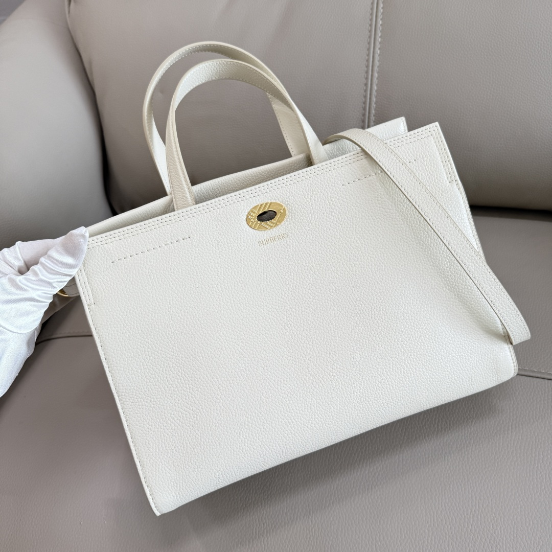 Burberry 中号 B家新款托特包 用于意大利进口粒纹小牛皮面料打造 搭配棉质混纺内衬