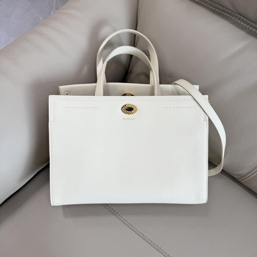 Burberry 中号 B家新款托特包 用于意大利进口粒纹小牛皮面料打造 搭配棉质混纺内衬